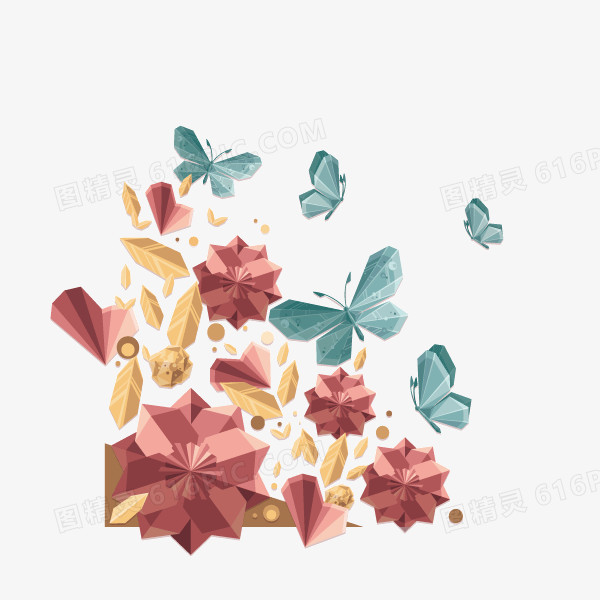 蝴蝶 折纸效果 装饰图案 背景元素