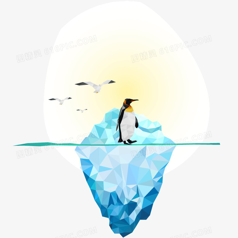 企鹅 冰川 蓝色 矢量图 装饰图案 海鸥