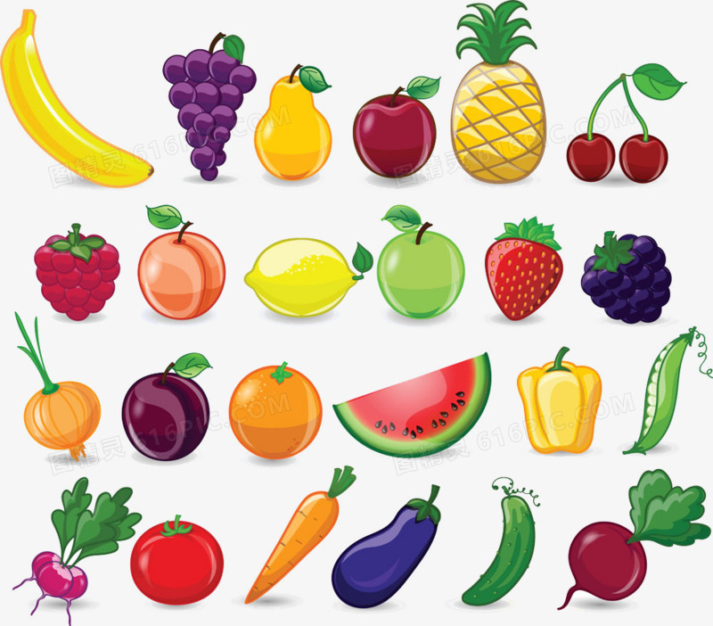水果剪影3d 卡通清新水果