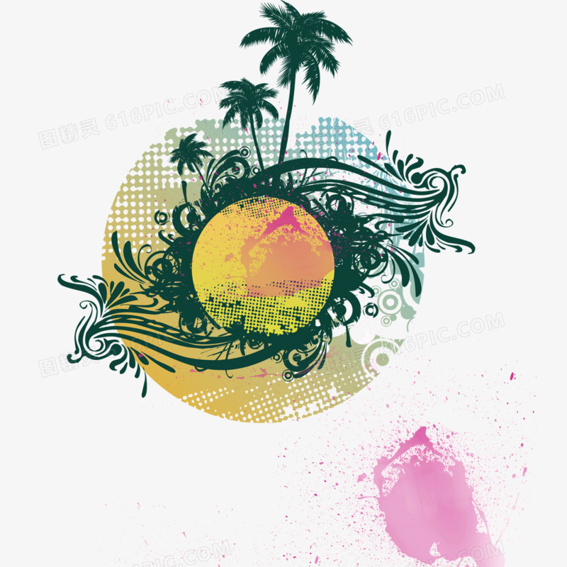 文案装饰背景  椰子树 夏天