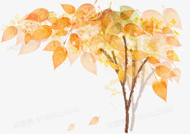 卡通手绘秋天树叶