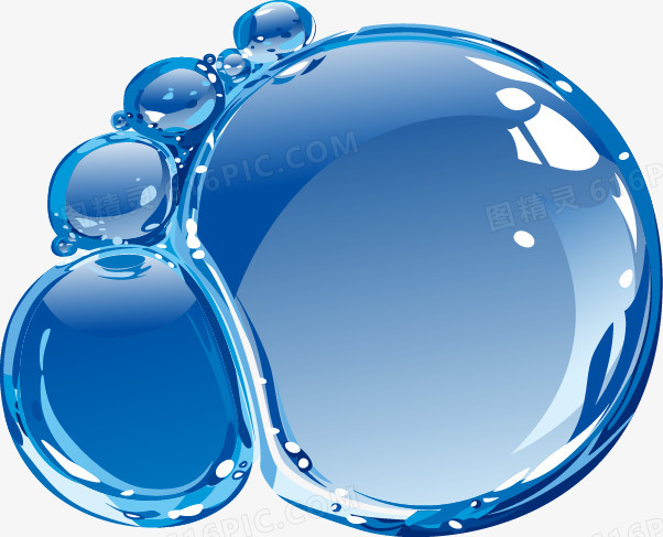 透明蓝色气泡水珠