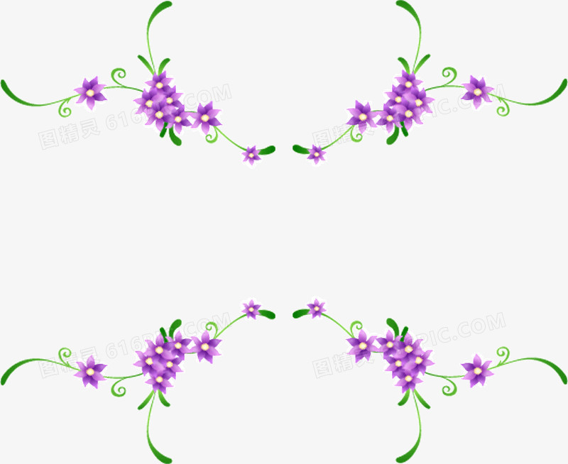 紫色小花绿叶装饰