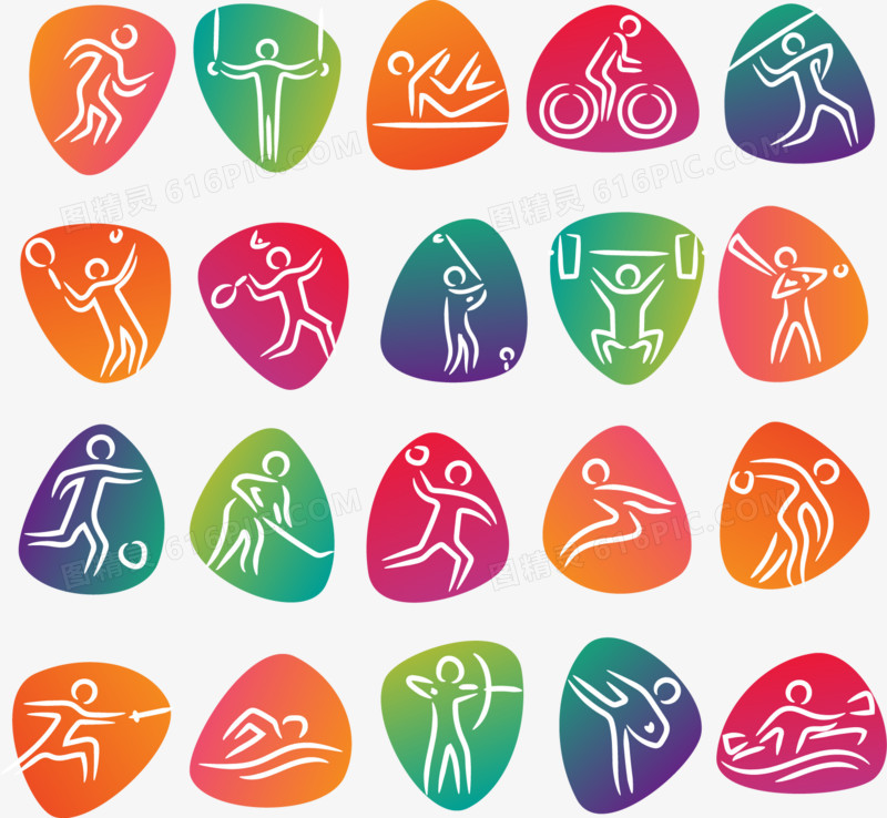 巴西里约奥运会彩色运动小人图片免费下载_png素材_1i