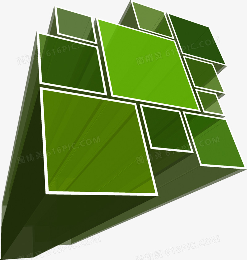 绿色立体正方形