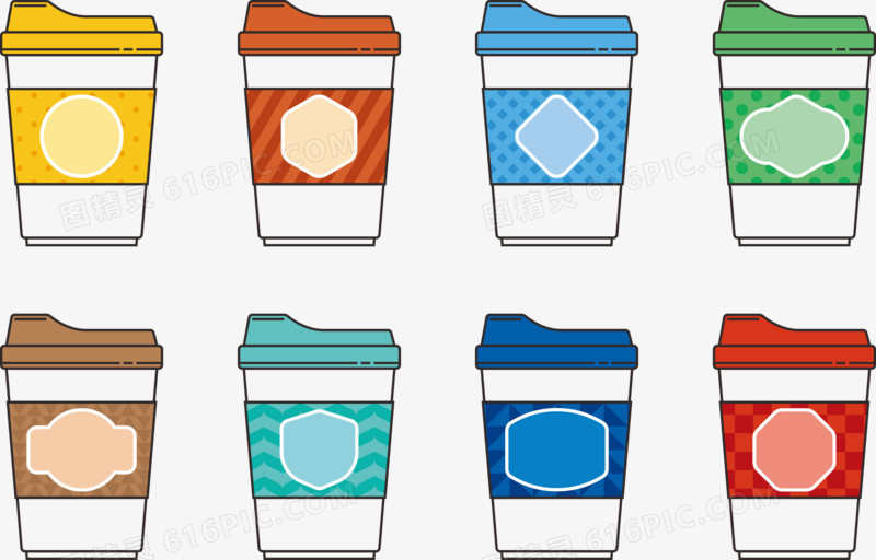 图精灵为您提供多款彩色矢量奶茶杯免费下载,本设计作品为多款彩色