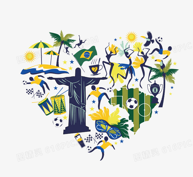 卡通2016奥运会旗帜里约耶稣雕像里约热内卢奥运会