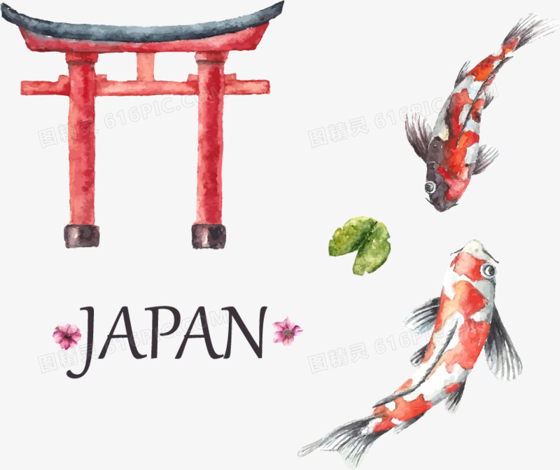 手绘水彩日本印象