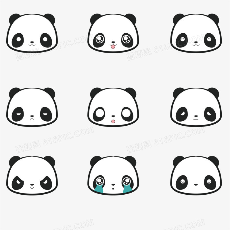 可爱熊猫表情头像矢量素材