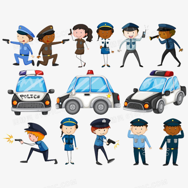 卡通手绘警察警车