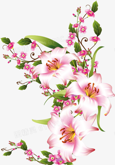 手绘粉色花朵图案