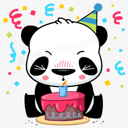 卡通熊猫生日贺卡