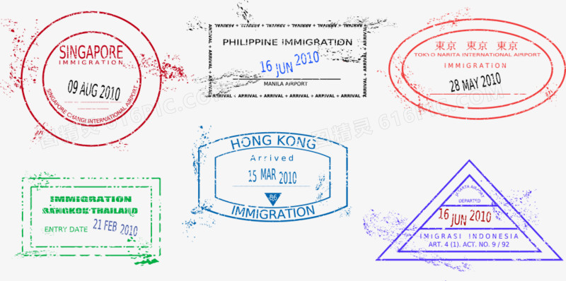 矢量旅游出国印章