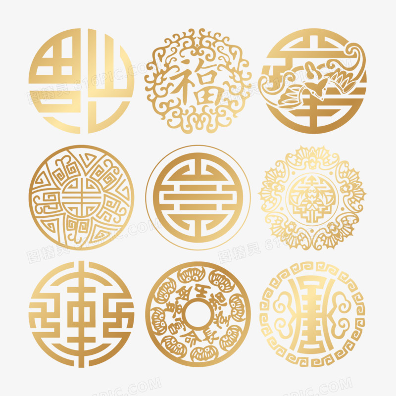 中国传统元素窗花剪纸素材图标