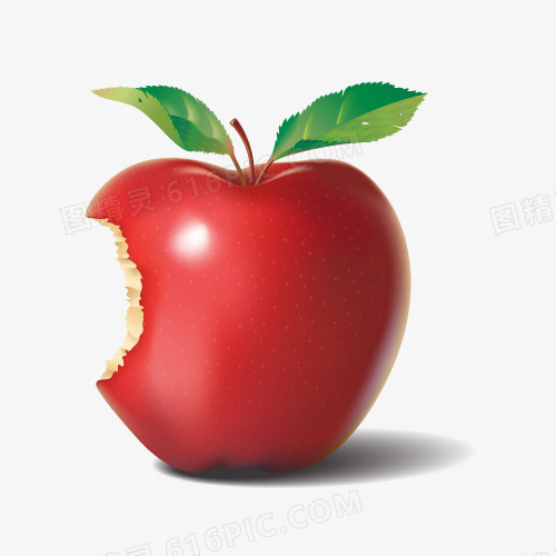 矢量被咬一口的红苹果