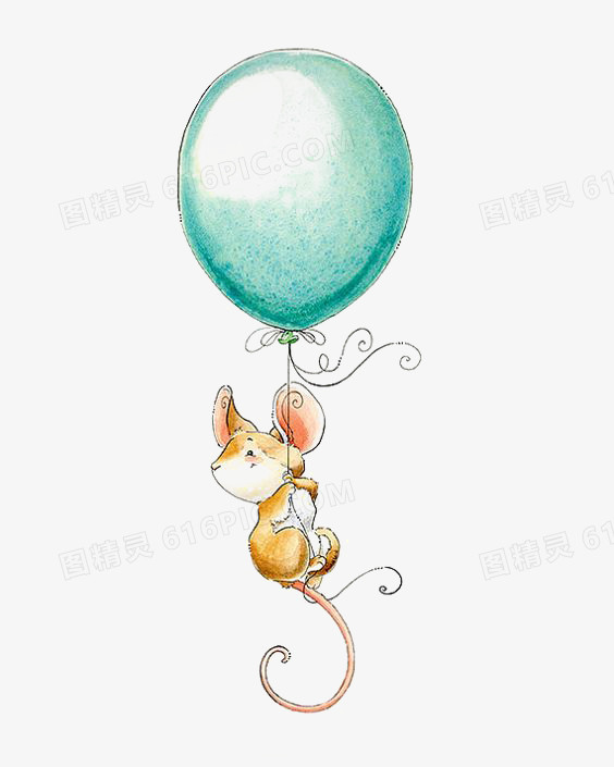 小老鼠拽着气球