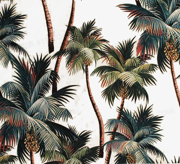 关键词:棕榈棕榈叶树叶手绘图案热带风情手绘背景底纹树叶纹理服装