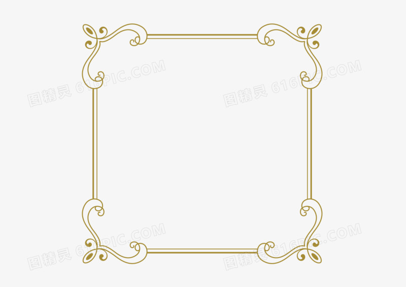 金色欧式花纹线框素材
