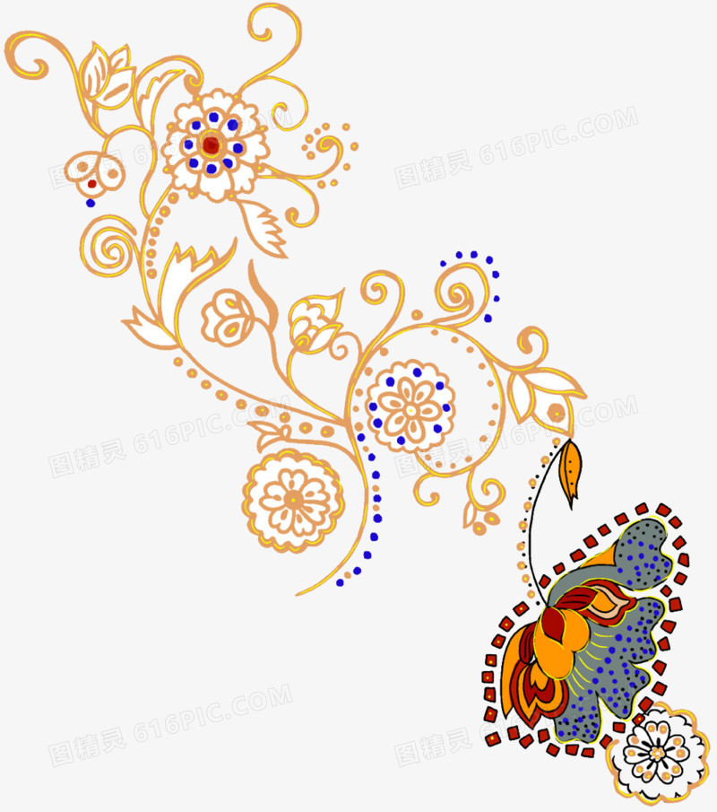 金色泰国花纹素材背景