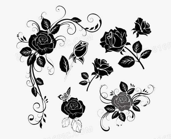 黑色玫瑰花装饰图