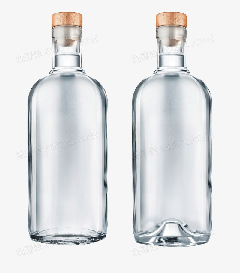 两瓶透明酒瓶卡通瓶子