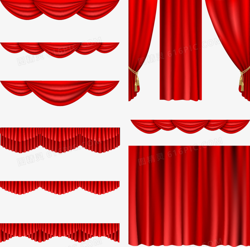 矢量红色布帘装饰
