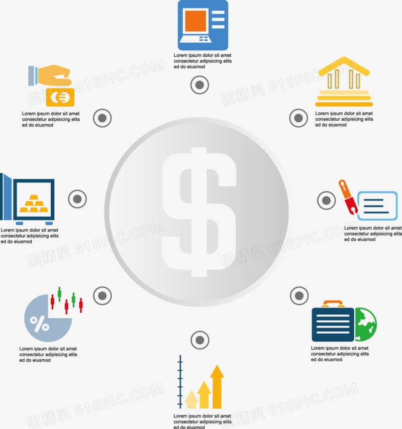 金融货币类PPT数据图矢量素材