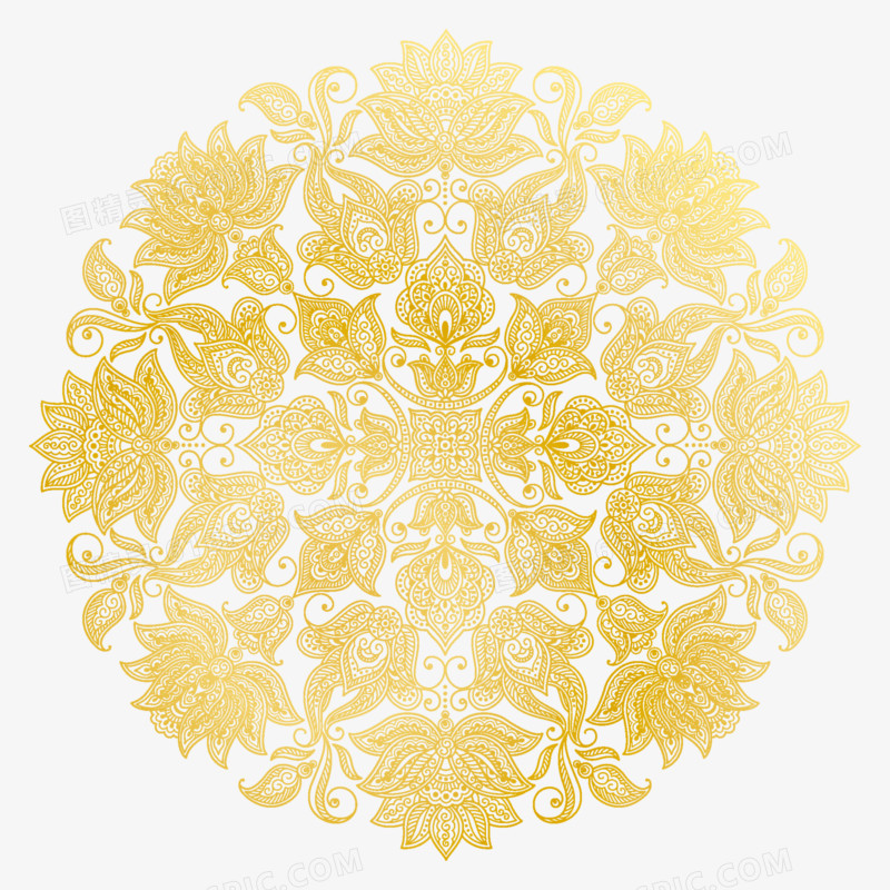 创意植物金色花纹底纹矢量素材