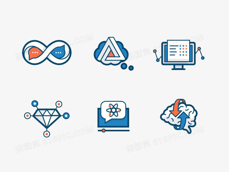 扁平化科学思想图标