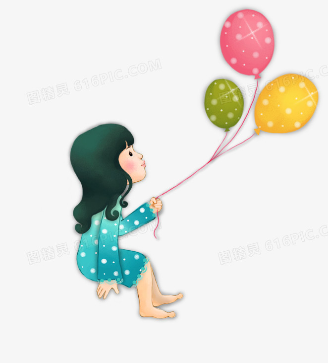 小女孩拿着气球