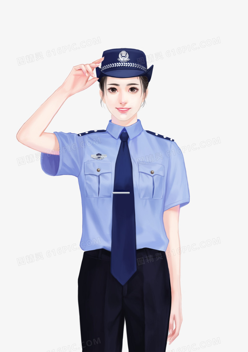 敬业女警察手绘