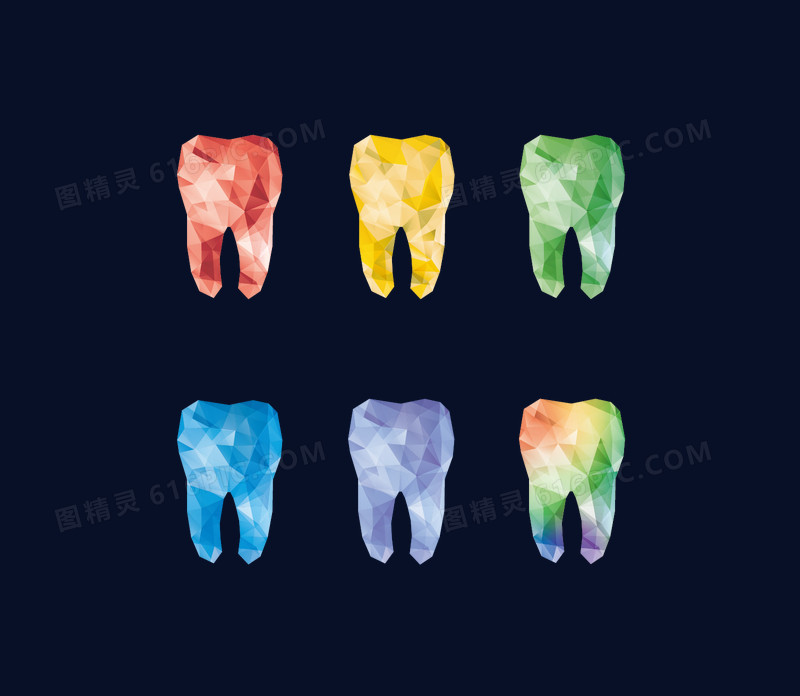 各种颜色牙齿矢量图