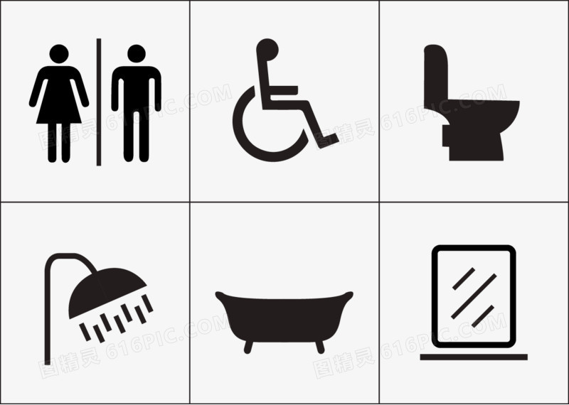 男士女士残疾人卫生间图标