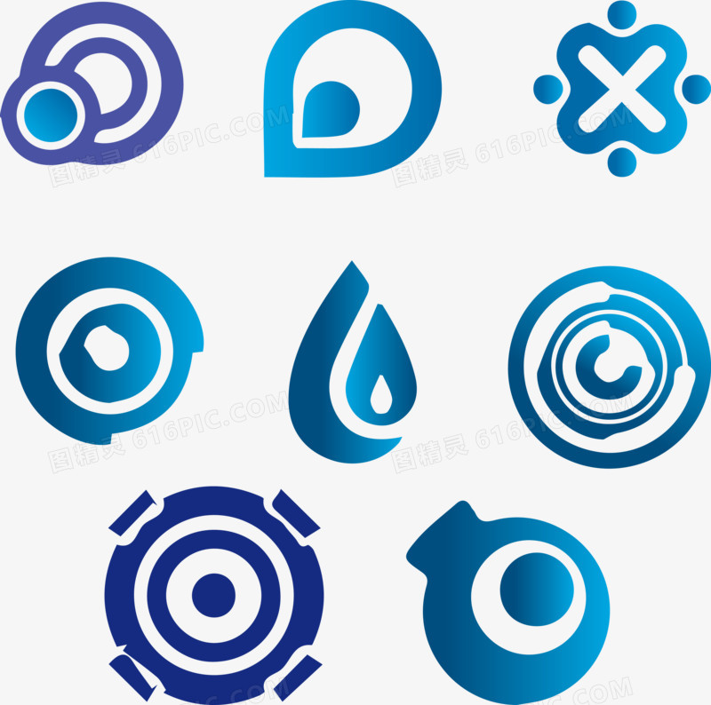 一组水logo