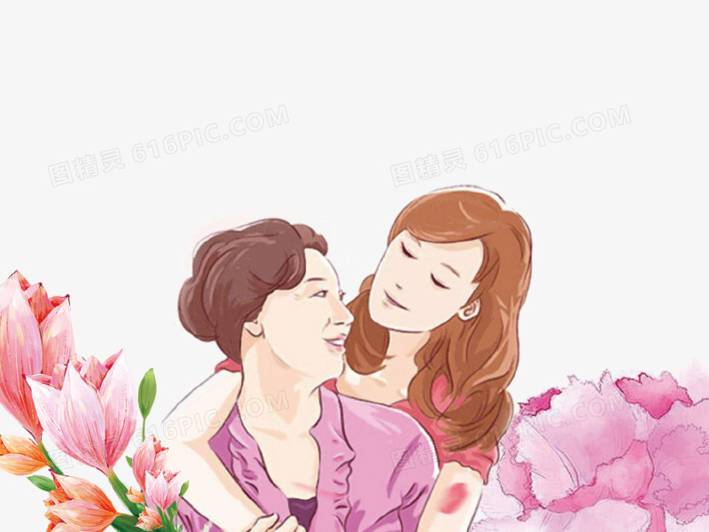 卡通手绘感恩母亲插画免抠图片免费下载_高清png素材