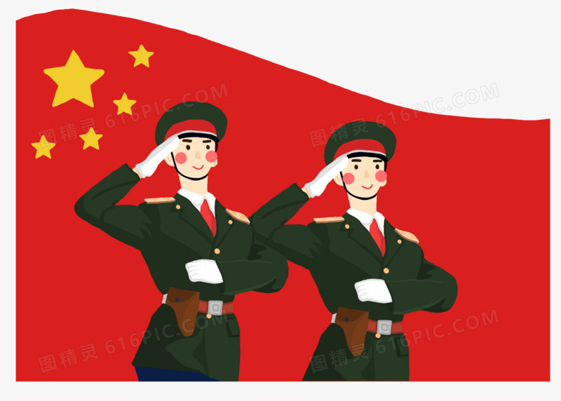 手绘萌图军人 卡通