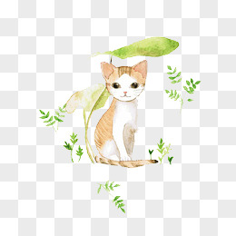 水彩手绘猫咪图案