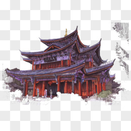 手绘古代建筑楼阁