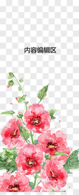 手绘红色花朵展架模板