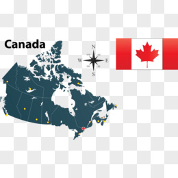加拿大矢量地图国旗指南针