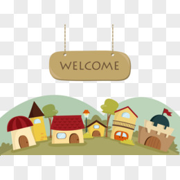 卡通房屋 手绘 矢量图 吊牌 welcome