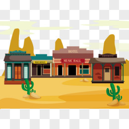 矢量图沙漠中的小店