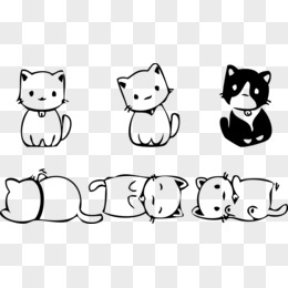6只可爱的卡通小猫咪矢量图