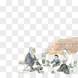 古代老人下棋饮酒