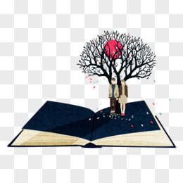 手绘爱情树和书本
