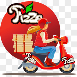 骑摩托车送披萨的美女