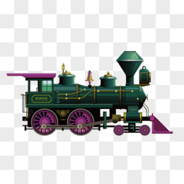 矢量老式紫色火车头