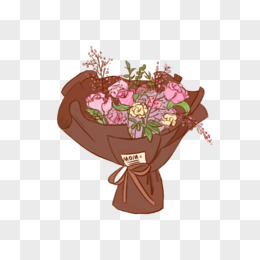 母亲节手绘卡通康乃馨母爱捧花插花文艺卡片水墨水彩碎花礼物