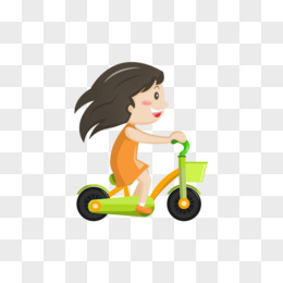儿童节之手绘卡通骑自行车的女孩子