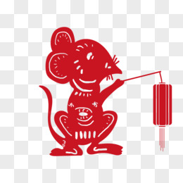 鼠年老鼠红色剪纸设计